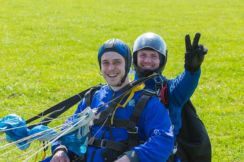 Skydive and instructor after landing