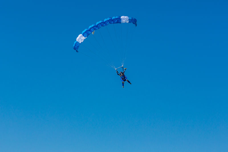 Skydiver enjoying parachute ride