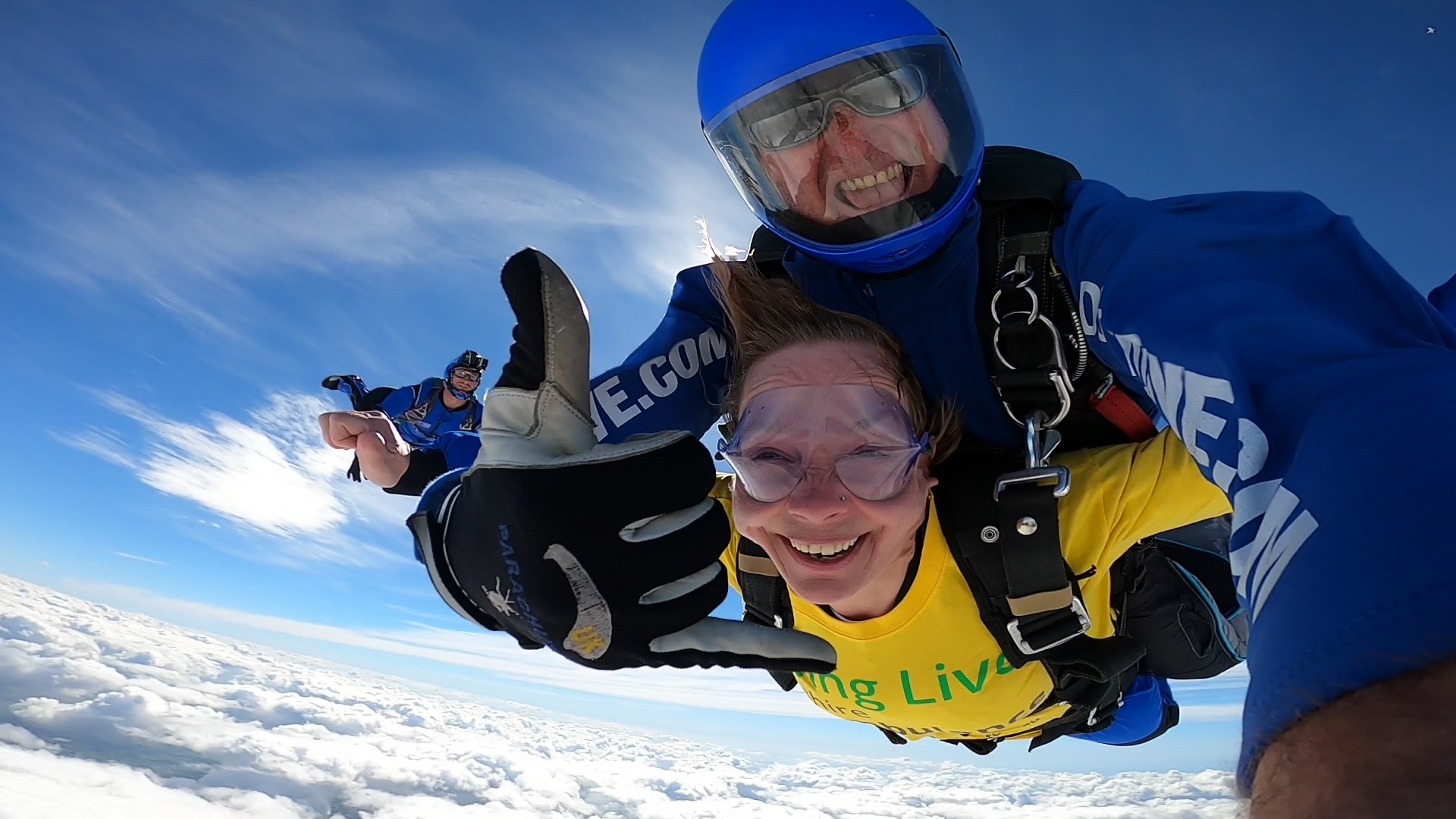 Charity Skydiver and instructor in freefall